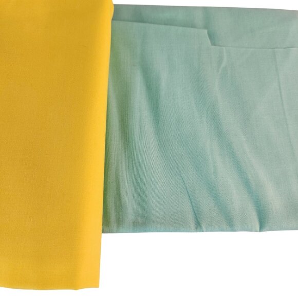 Pastel Cloud Patterned Fabric Bundle Cotton Yellow & Green Solid Matching Fabric - Picture 2 of 5